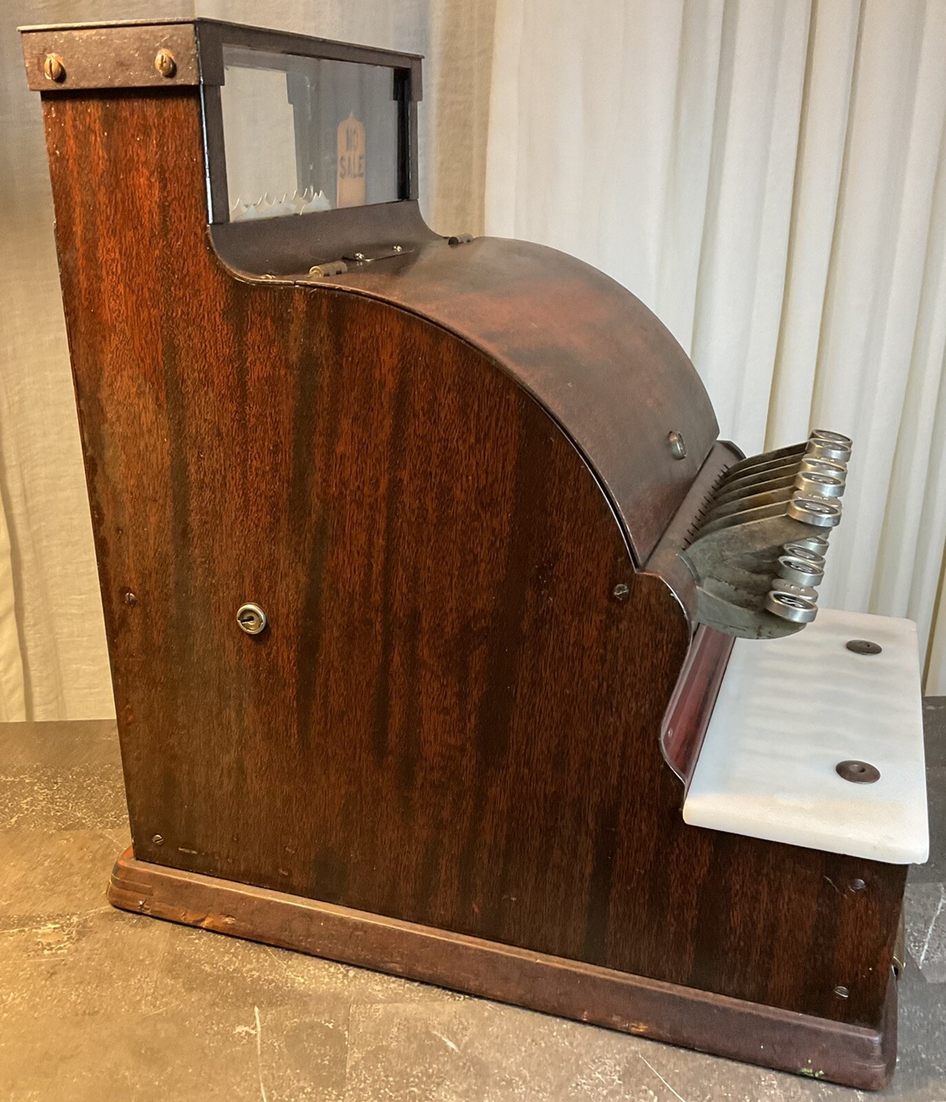 Antique National Cash Register NCR Model 711 Wood Grain Barber Shop