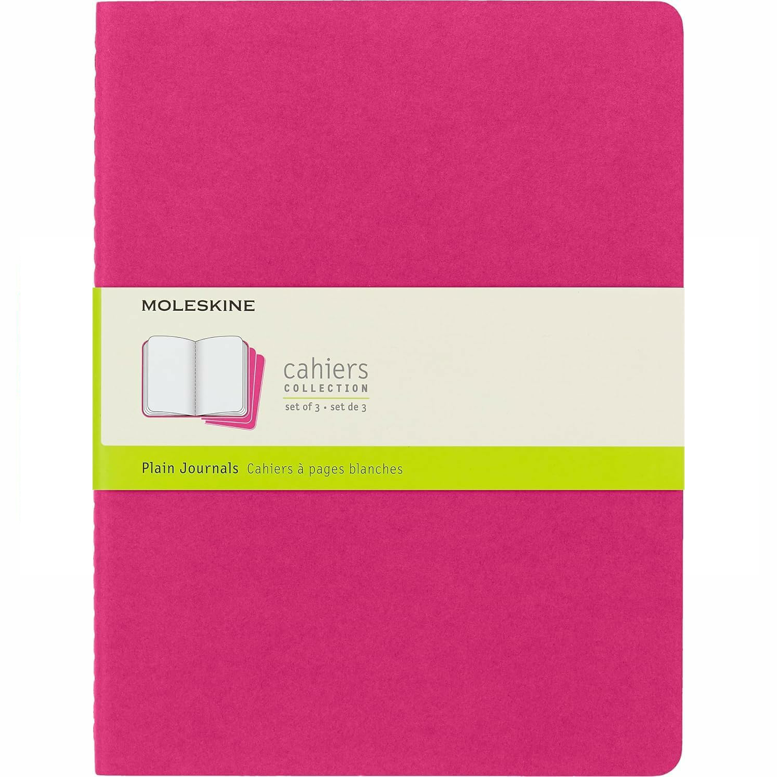 Moleskine Cahier XL Journal Set of 3 Plain Notebooks - 19 x 25cm - Kinetic Pink