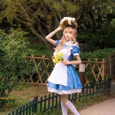 Halloween Cosplay Costume Alice in Wonderland Blue Dress Cute Maid Clothfestival