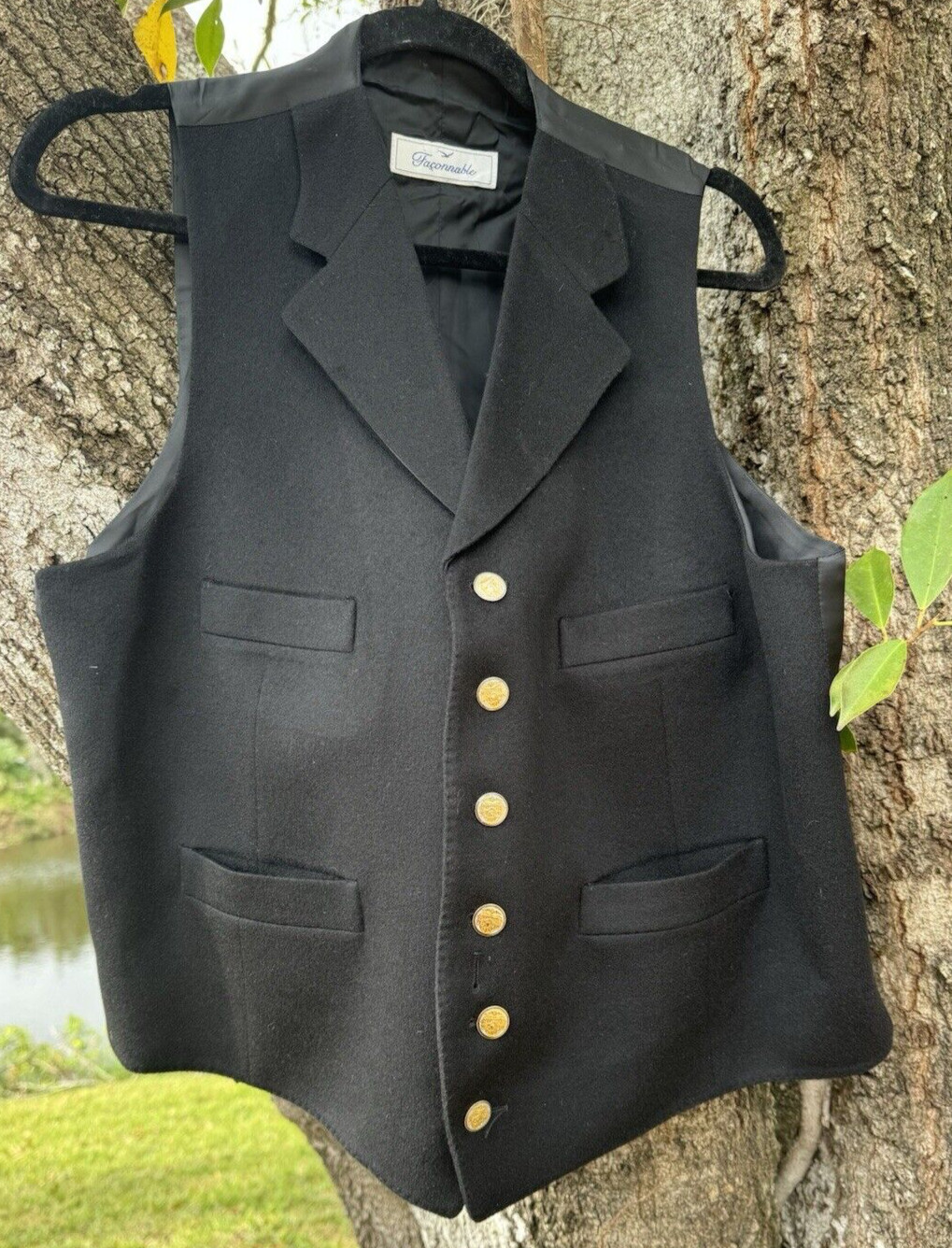 Faconnable Vest Black Button Down  Pockets 100% V… - image 3