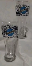 BLUE MOON SALUTE CHEERS TALLBOY BEER GLASS 9”  Pilsner 20oz Set of 2 Rare