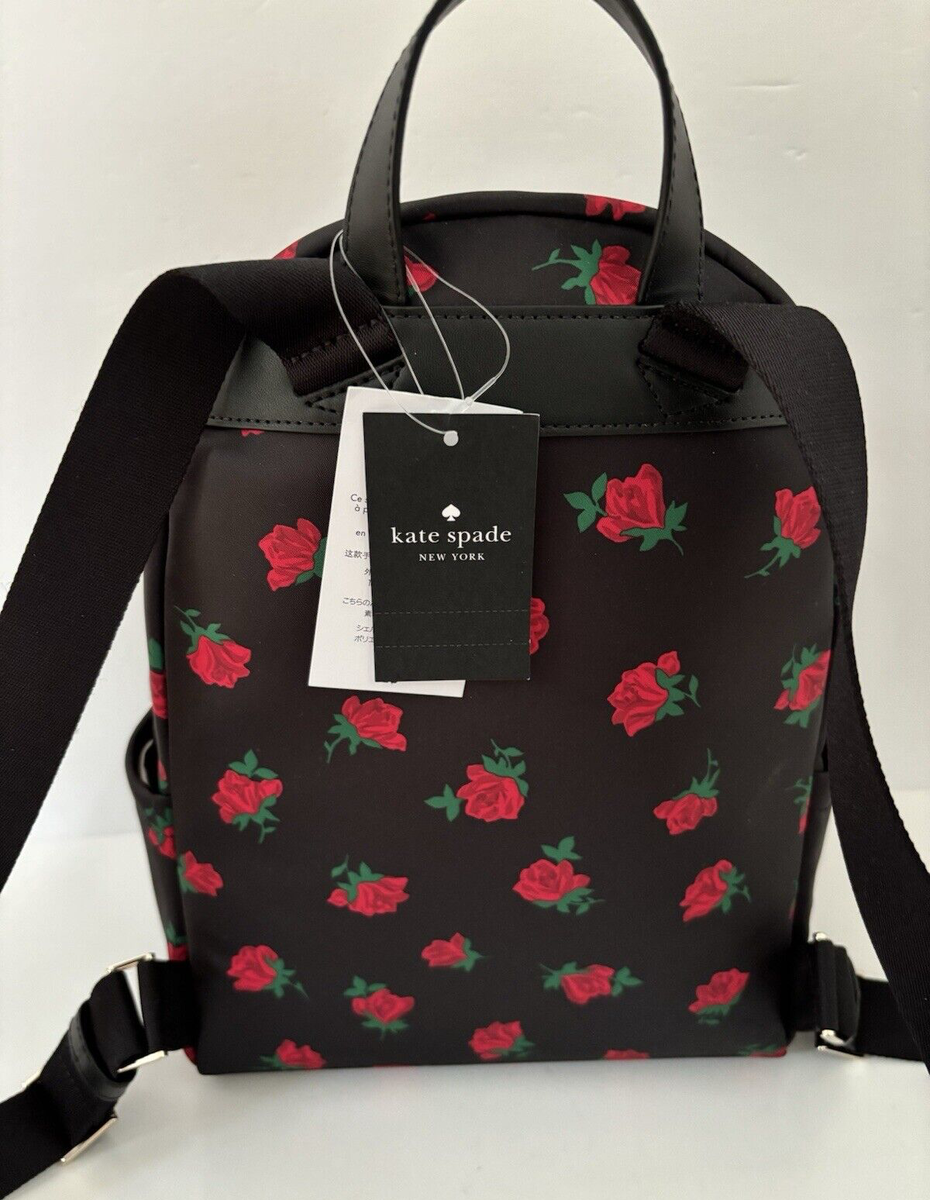 Kate Spade Chelsea Red Rose Floral Printed Medium Backpack Bag