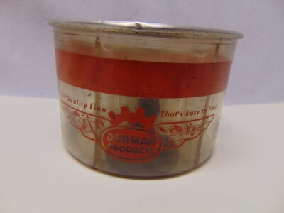 Vintage Dorman Products plastic round orange container divider w/ slide top