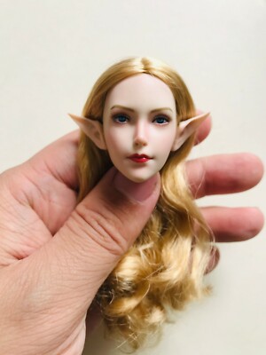 SUPER DUCK SDH021A 1/6 Blonde Hair Girl Elf Ears Feamle Head Sculpt F Pale Body