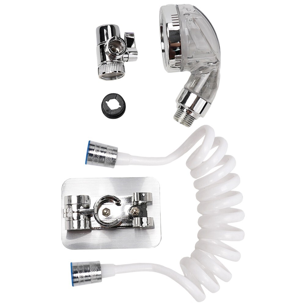 Adjustable Height Wall Mounted Shower Faucet Set with Handheld Sprayer and Hose