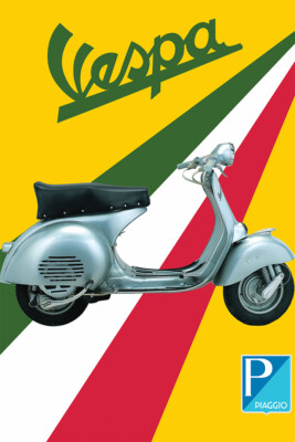 Vespa Italian Scooter 50 1996 Original Vintage Wall Art Home
