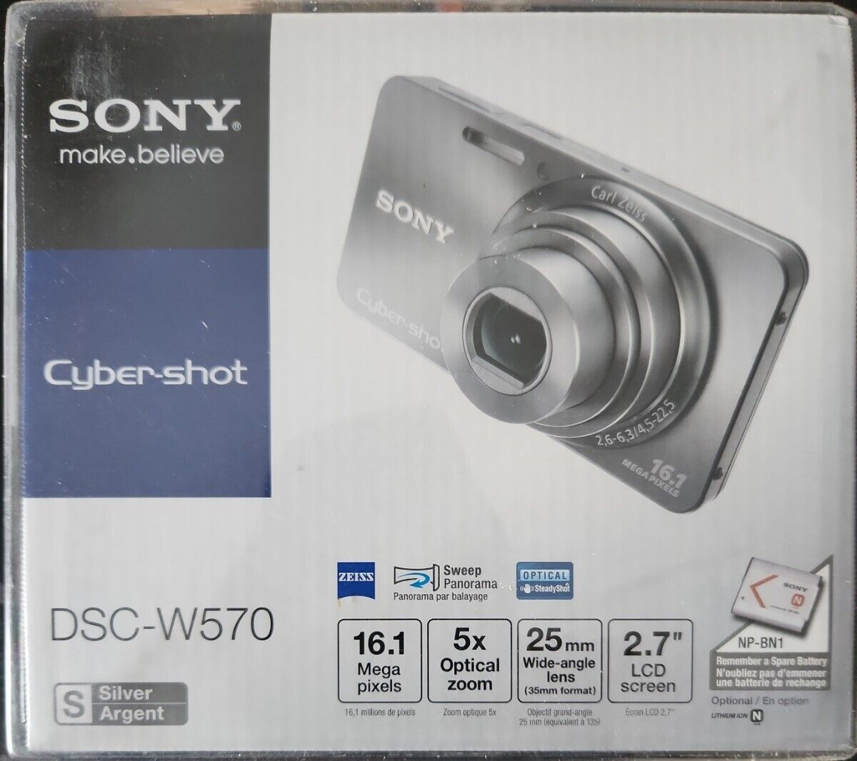 Sony Cybershot W570 Silver Dsc-W570/N 16.1MP GC Digital Camera