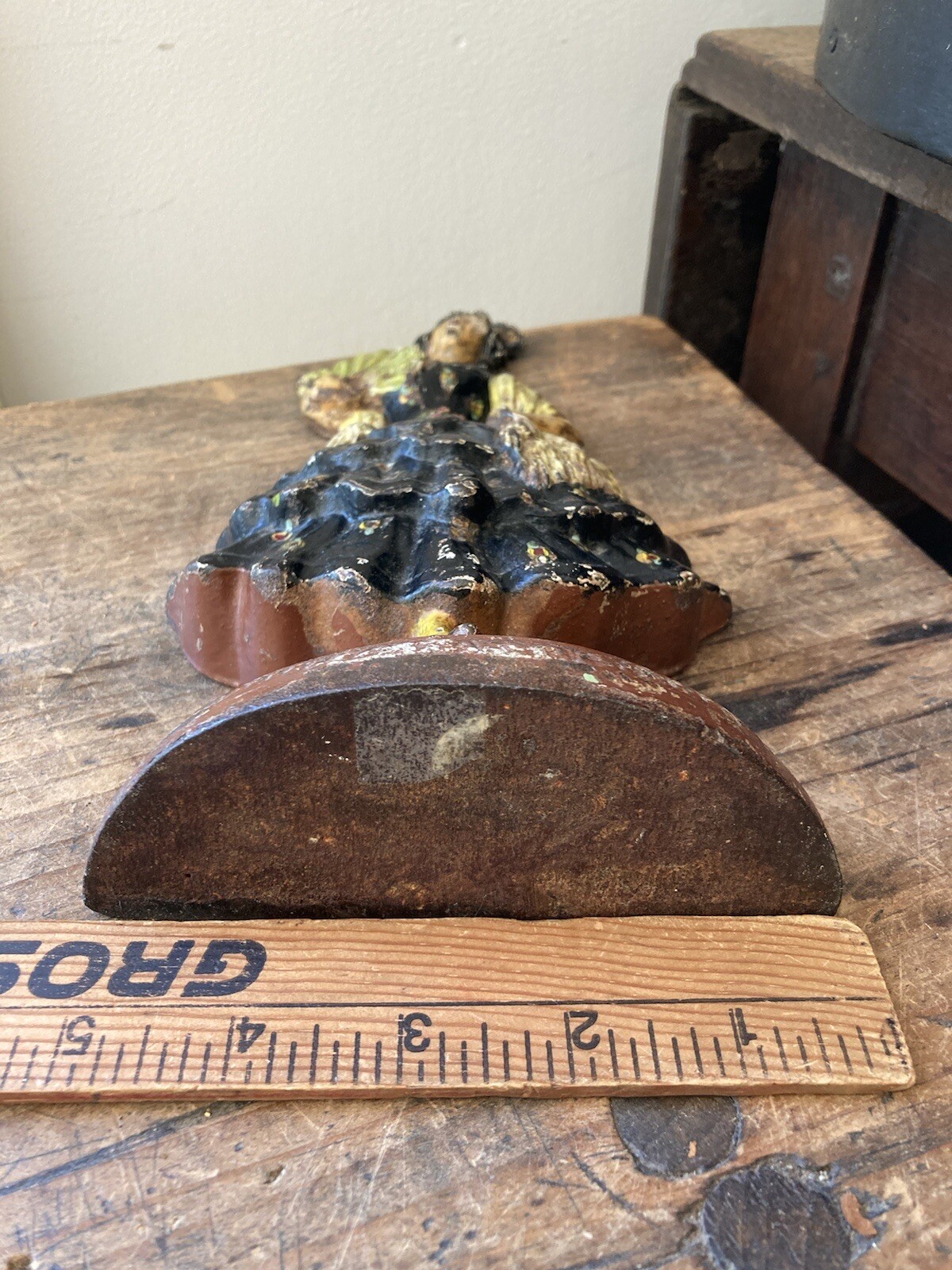 ANTIQUE GENUINE HUBLEY 193 SPANISH GIRL LADY CAST IRON DOORSTOP