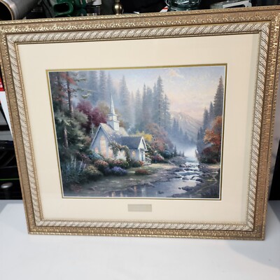 Home Interiors Picture Thomas Kinkade  Library Edition  The Forest Chapel