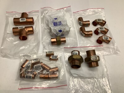 New Lot of 25 Mueller EPC Copper Pipe Fittings W61634 W64048 W61654 Union J4-3