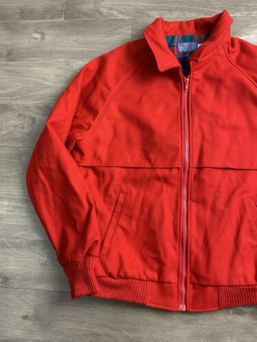 Vintage 70s Pendleton Wool Plaid Lined Cruiser Jacket Bomber Mens Size Xl Red - Picture 3 of 10