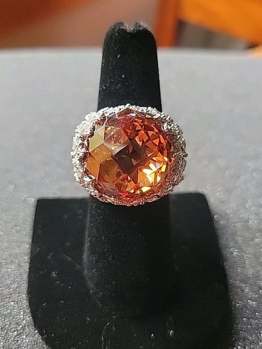 Cocktail Ring Amber CaV Ring 925 - Picture 2 of 6