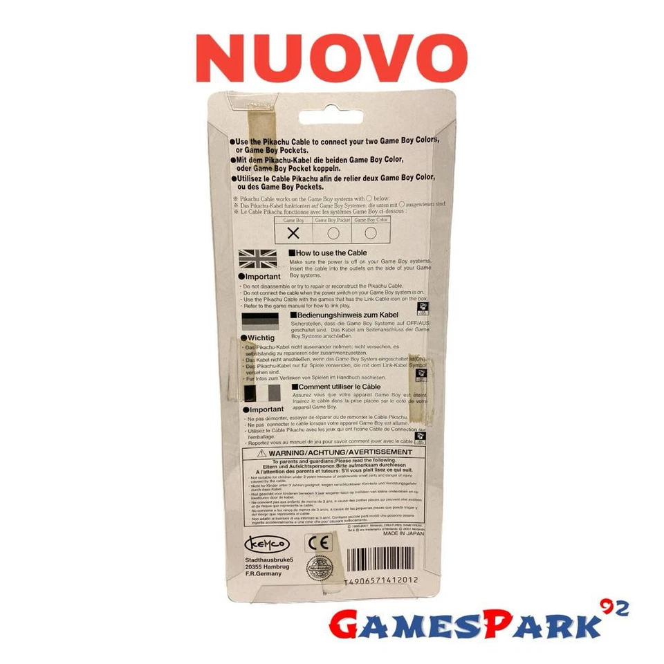 Link Cable cavo per Game Boy Pokémon Pikachu per game boy color pocket nintendo - Immagine 2 di 3