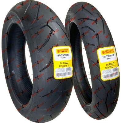 Pirelli 120/70ZR17 180/55ZR17 Diablo Rosso II Motorcycle Tires Set