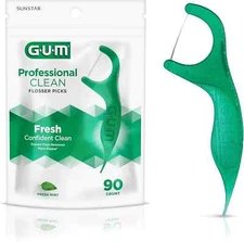 GUM - Professional Clean Flossers Extra Strong Flosser Pick, Fresh Mint, 90 ct