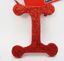 Letter i Red Glitter Ornament Monogram initial Hanging Xmas Holiday Art Minds3"