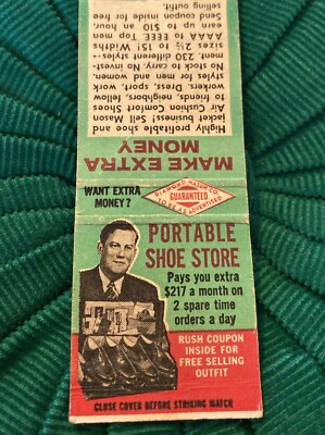 Vintage Matchbook Cover, Portable Shoe Store, Mason Shoe Co. Greenwich Conn. DB5