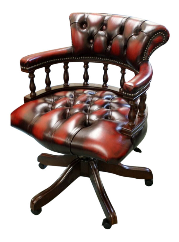 Chesterfield Captains Desk Chair Office chair Antique Red UK