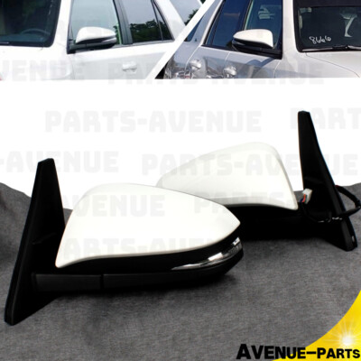 Pair Pearl White Mirror For Toyota 4Runner 2014-2023 9Pins Turn / Puddle Light