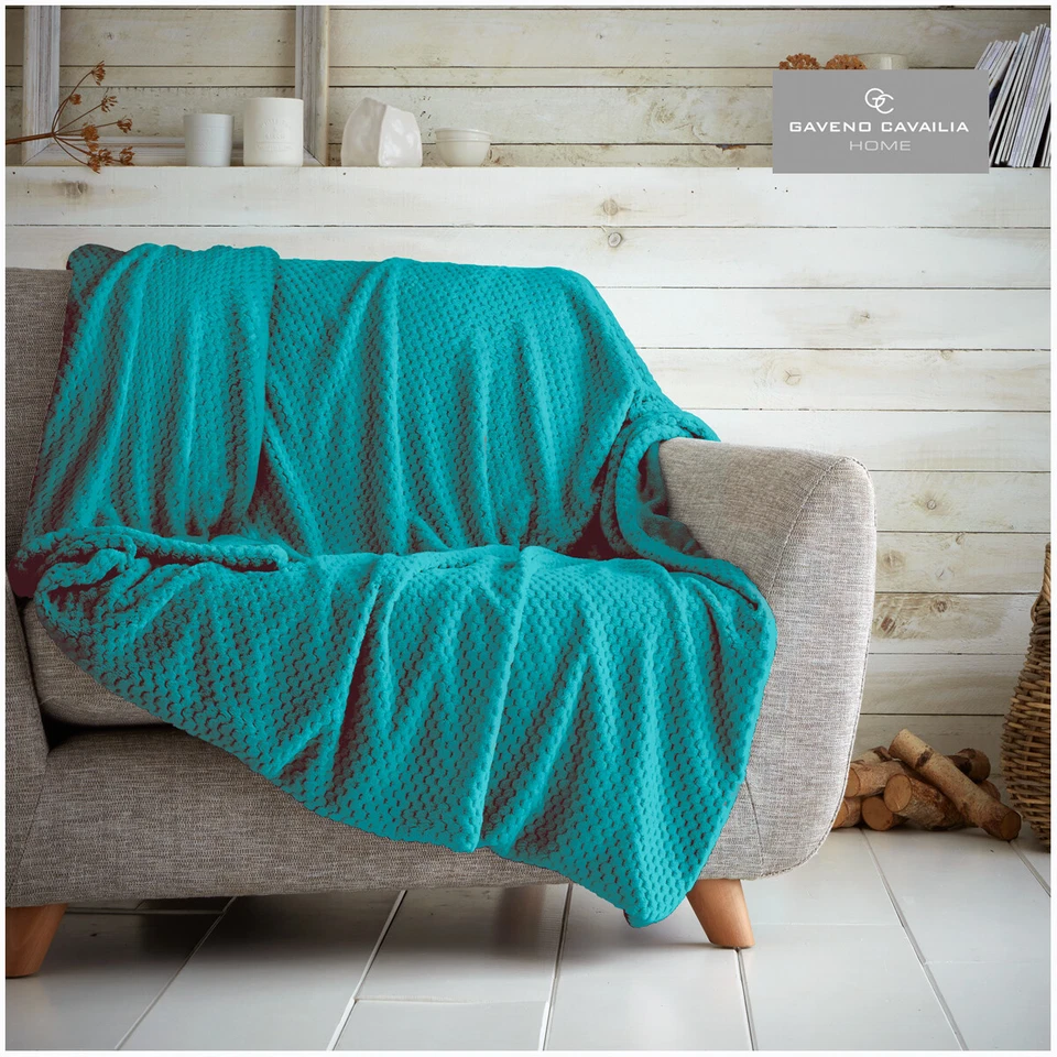 LUXURY TEDDY FLEECE POPCORN THROW OVER FOR SOFA BED BLANKET TRAVEL WARM & COSY
