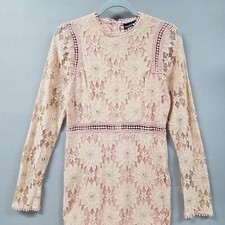 Pretty Little Thing Dress Womens size 8 Floral Lace Overlay Longsleeve Midi