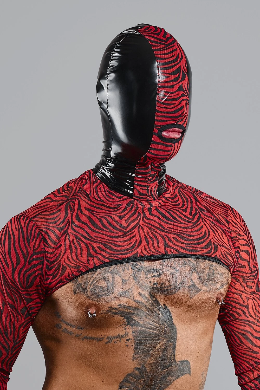 Mens Vinyl BDSM Fetish Mask with Lock