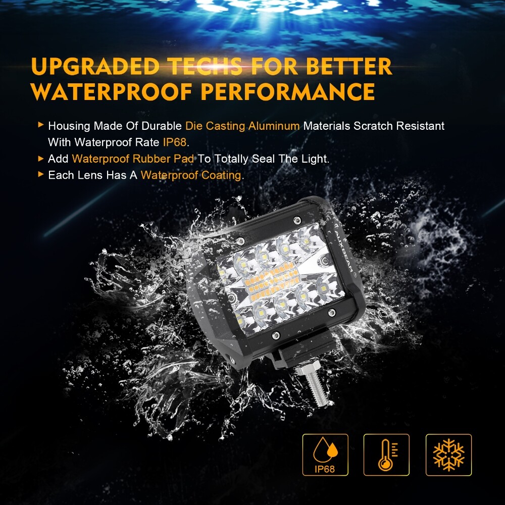AUXBEAM 4" INCH LED PODS WORK LIGHT BAR SPOT BEAM DRIVING OFFROAD SUV ATV TRUCK - Thumbnail 3