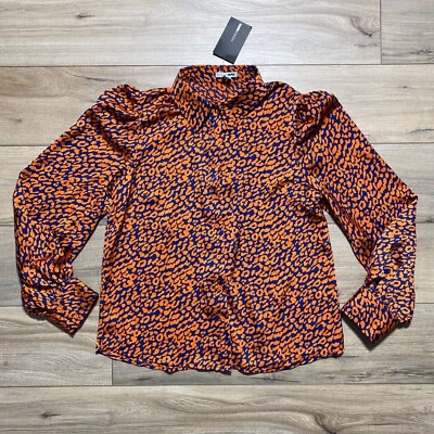 Fashion Nova Womens Cat Tell Me Nothing Top Size XL Orange Combo Cheetah Print