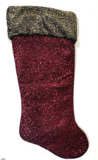 Santa's Best Elegant Dark Red/Gold Glitter Christmas Stockings Set of 4
