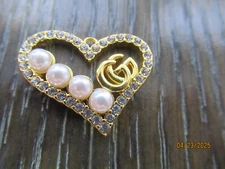 GUCCI   ZIPPER PULL CHARM GOLD tone metal , 26mm X 20MM clear  rhinestones