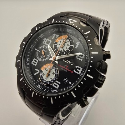 SEIKO F1 HONDA RACING TEAM HERREN UHR 7T92-0HK0 STAHL CHRONOGRAPH QUARZ & DATUM.