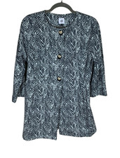 Women's Cabi Gray White Zig Zag Print 3/4 Sleeve Ponte Knit Jacket 3034 Size M