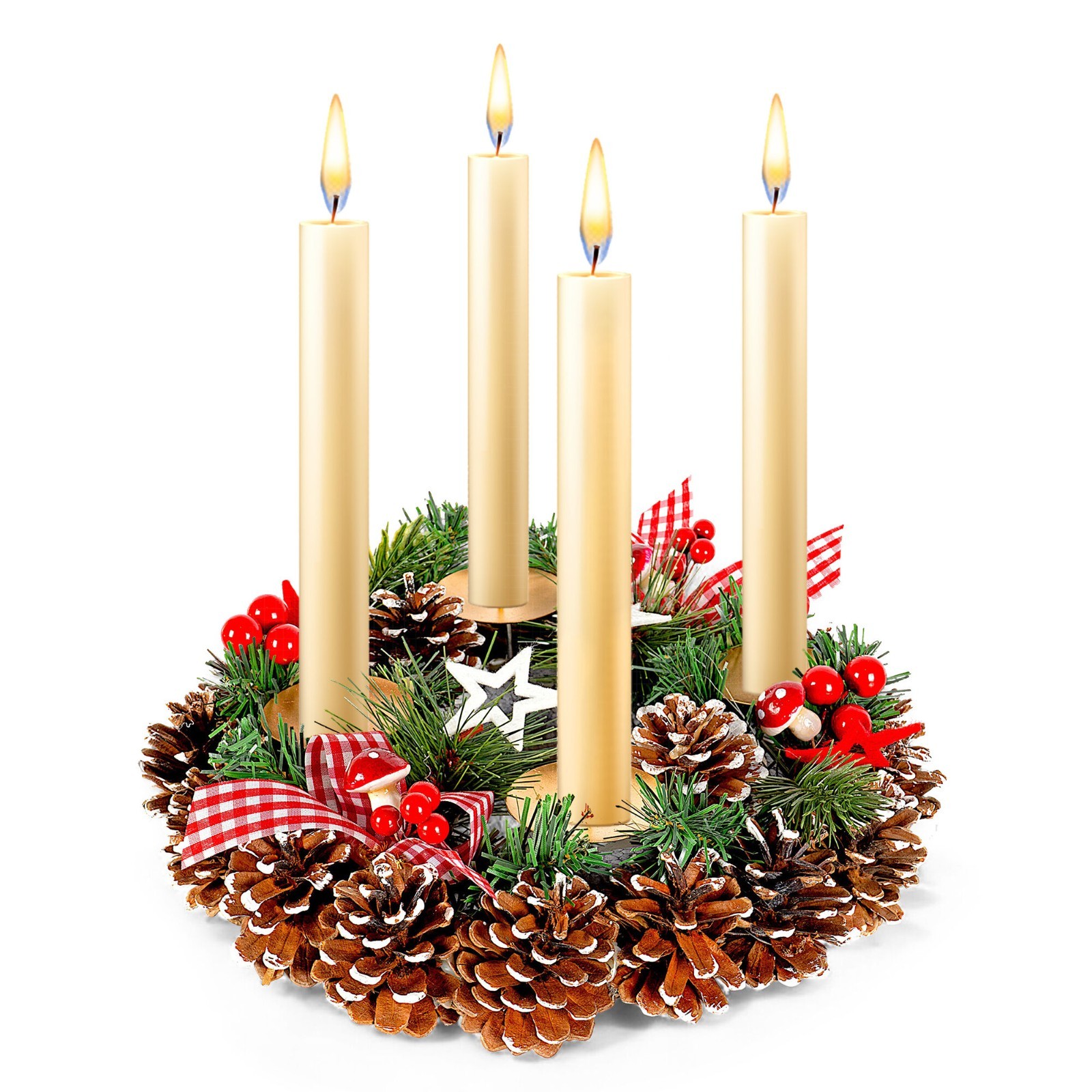 12" Advent Wreath Decoration Candle Holder Christmas Table Centerpiece