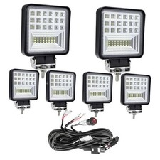 LED Light Pods, Cube LEDs Work Lights 4 Inch 126W 6 Pack W/ Wiring Harness