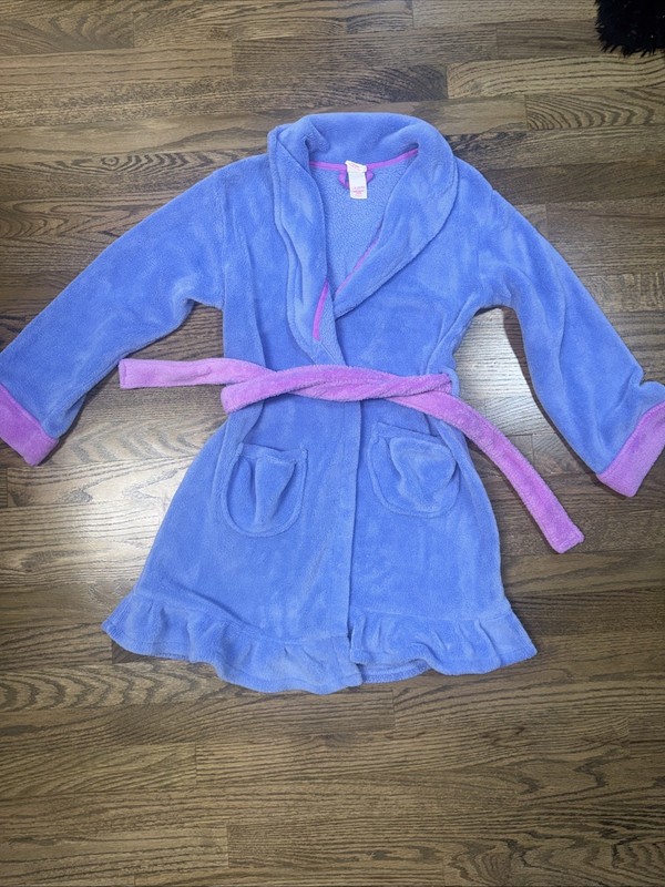 Circo Blue/ Pink Fuzzy Ruffle Soft Robe Kids Girls Large 10-12