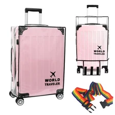 Luggage Cover Heavy-Duty Clear PVC Suitcase Protector with 1 Luggage Strap - ...