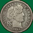 1905-O Barber Dime Fine F Coin #40358