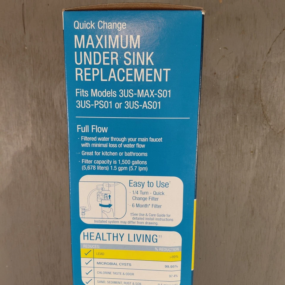 3M Filtrete Maximum Under Sink Quick Change Water Filter Cartridge 3US-MAX-F01 - Image 4 of 4
