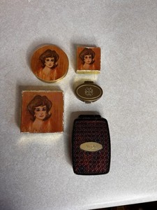 Avon Gold Satin Cosmetic Compacts & Eyeshadow Palette Lot
