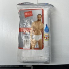 Hanes Men's 7 Pack WHITE COTTON FreshIQ ultimate Tagless Cotton Briefs SMALL