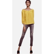 Anthropologie Maeve Yanna Boatneck Top Gold Yellow Three Quarter Sleeves S