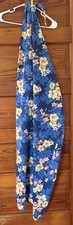 Vintage 90's Hilo Hattie Made in Hawaii Blue Hibiscus Floral Wrap Sarong Dress