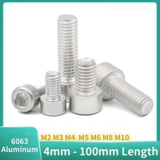 M2 - M10 Aluminum Alloy Socket Allen Head Cap Bolt Screw 4mm - 100mm Length