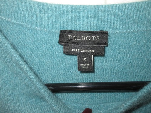 Talbots Pullover Damen klein türkis blau 100% Kaschmir Rundhalsausschnitt Pulli weich - Bild 2 von 7