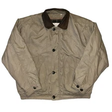 Vintage Towne by London Fog Lightweight Zip Button Bomber Jacket Beige Mens L