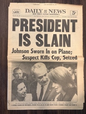 1963 NY Daily News JFK Assassination President Is Slain Original Newspaper