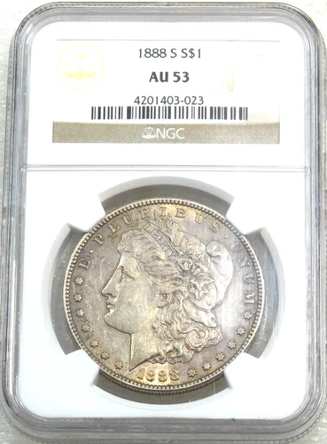 1888-S Morgan Silver Dollar NGC AU53 Toned Luster New Holder #E290A