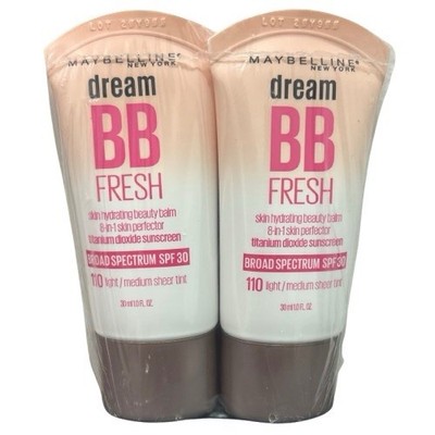 2x Maybelline Dream Fresh BB Cream 110 Light/Medium SPF 30 8-in-1 Skin Perfector