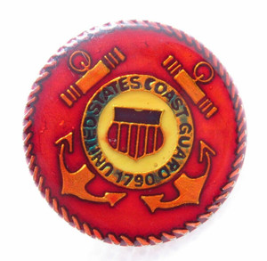 Vintage US Coast Guard Lapel Pin Red Rope Edge USA Shield and Anchors Emblem