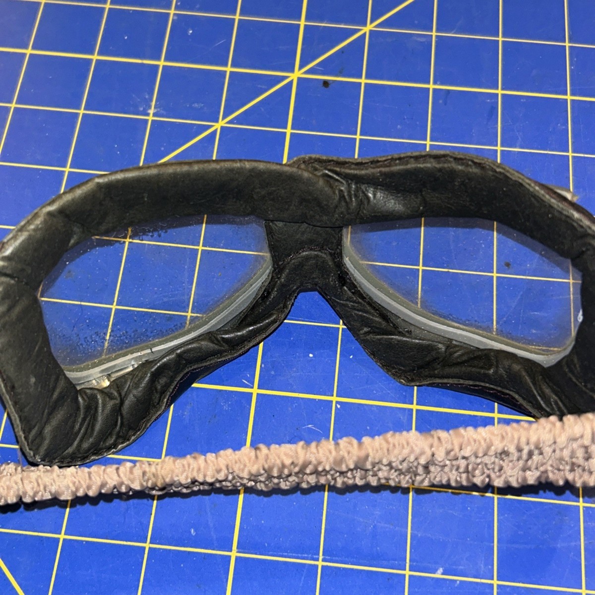 Vintage Climax 510 Motorcycle Aviator Goggles Black Leather Retro